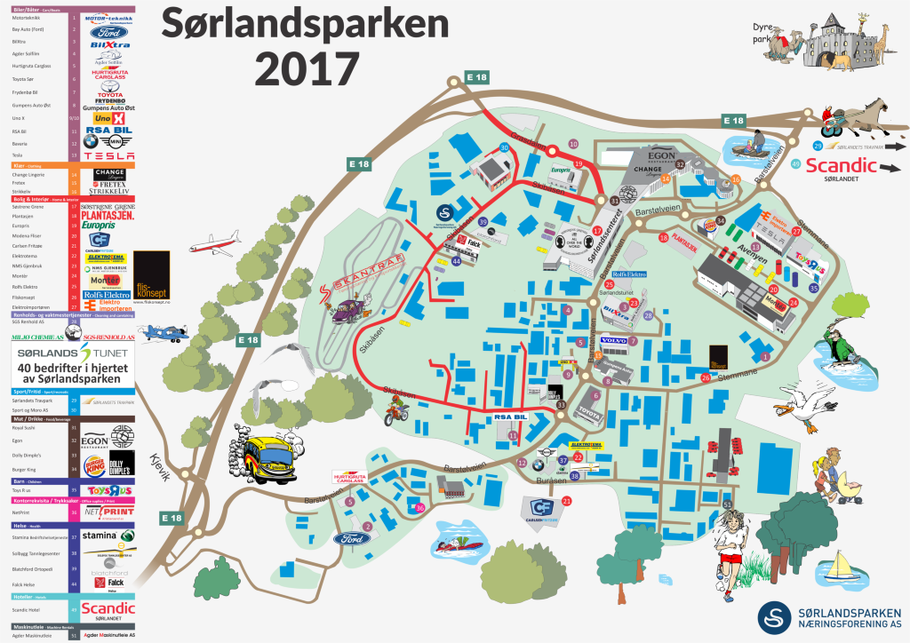 Oversiktkart over Sørlandsparken for 2017 Oversiktkart over Sørlandsparken for 2017
